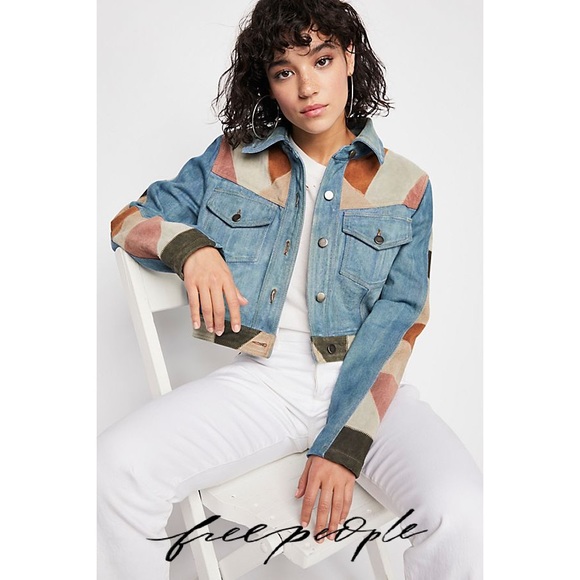 Free People Jackets & Blazers - Free People Dallas Denim & Suede Patch Jacket